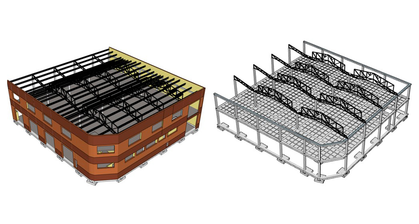Modelos BIM estructura original. Estudio de vulnerabilidad sísmica e intervención estructural de Bodega Comfama Independientes